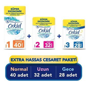 Orkid Ekstra Hassas Cesaret İnce 100'lü Hijyenik Ped 3 Adet