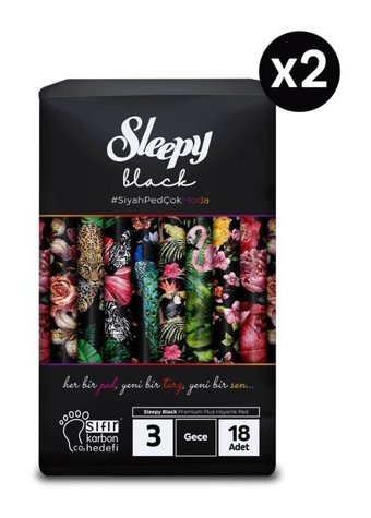 Sleepy Black Premium Plus Organik İnce Antialerjik 36'lı Hijyenik Ped 1 Adet