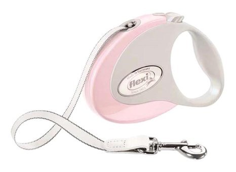 Flexi Style 3 m Makaralı Boyun Köpek Tasması Beyaz-Pudra
