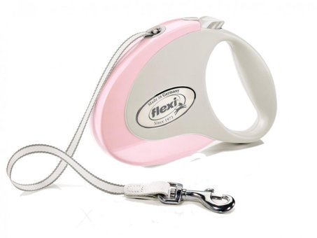 Flexi 5 m Makaralı Boyun Köpek Tasması Beyaz-Pembe