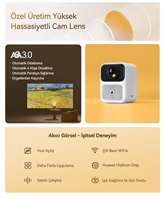 Wanbo HD Mini Android Wifi 350 ANSI Taşınabilir LED Projeksiyon Cihazı