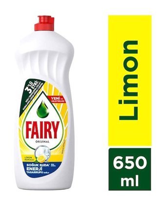 Fairy Soğuk Suda Etkili Limon Kokulu Sıvı El Bulaşık Deterjanı 650 ml