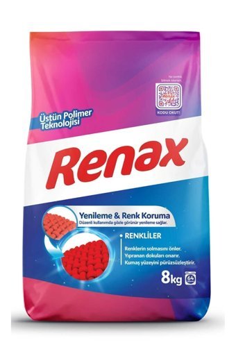 Renax Renkliler İçin 128 Yıkama Toz Deterjan 8 kg