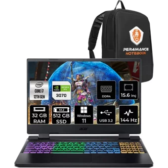 Acer Nitro 5 AN515-58 W11PRO NH.QGAEY.001 Harici GeForce RTX 3070 Intel Core i7 32 GB Ram DDR4 512 GB SSD 15.6 inç Full HD Windows 11 Pro Gaming Notebook Laptop