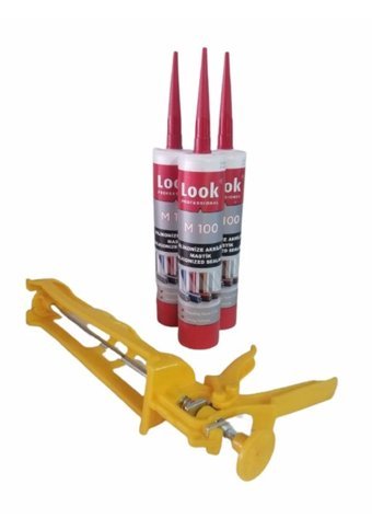Look 3X450 Ml Beyaz Mastik Plastik Silikon Tabancası Sarı