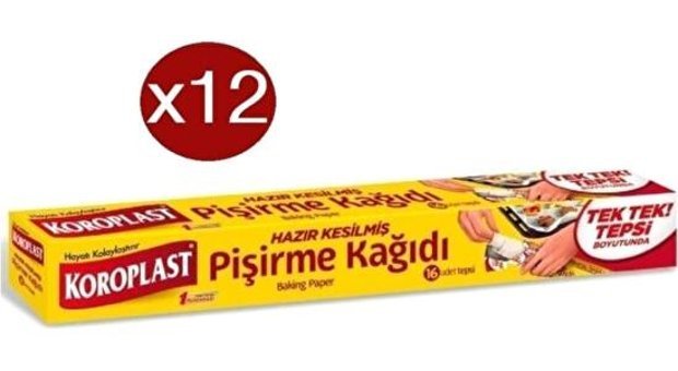 Koroplast Kesilmiş Pişirme Kağıdı 12 Adet 16 Adet