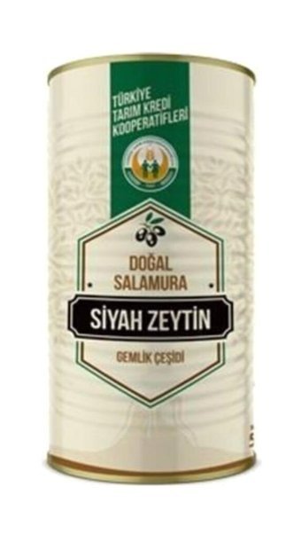 Türkiye Tarım Kredi Kooperatifleri Gemlik Tuzlu Salamura Siyah Zeytin Teneke 1 kg