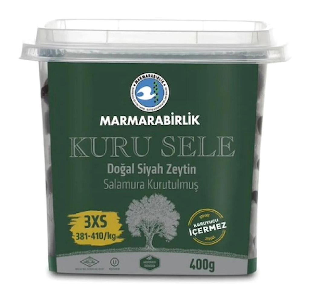 Marmarabirlik Kuru Sele Tuzlu Siyah Zeytin Kutu 24x400 gr
