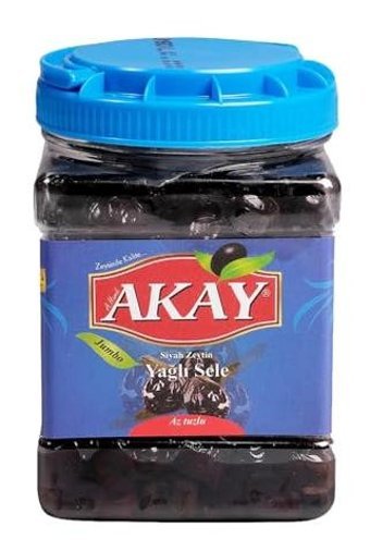Akay Jumbo Yağlı Tuzlu Sele Siyah Zeytin Pet Kavanoz 1 kg