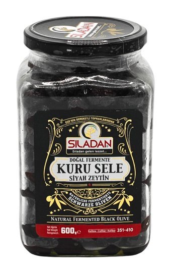 Sıladan Kuru Sele Tuzlu Siyah Zeytin Kavanoz 600 gr