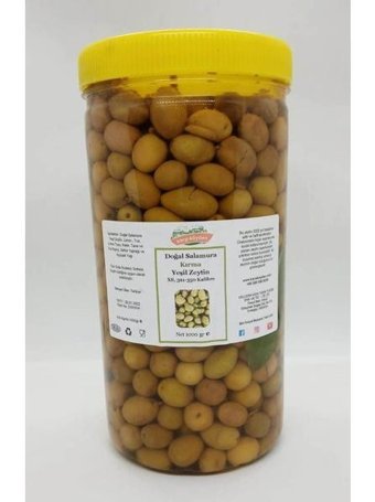Karşı Köyden Kırma Tuzlu Salamura Yeşil Zeytin Kavanoz 1 kg