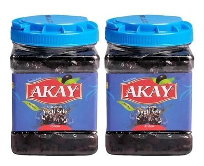 Akay Jumbo Yağlı Tuzlu Sele Siyah Zeytin Pet Kavanoz 2x1 kg