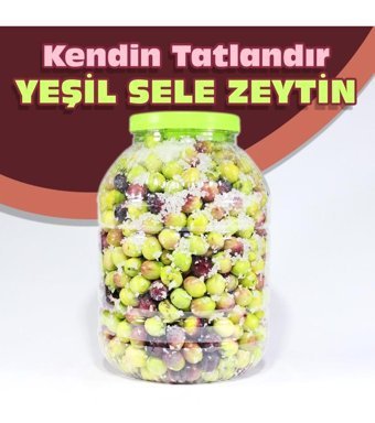 Zeytunca Tuzlu Sele Yeşil Zeytin Pet Kavanoz 3 kg