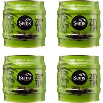 Şems Zeytin Az Tuzlu Sele Siyah Zeytin Teneke 4x2 kg
