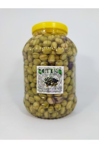 Etik Yerli Ürünler Tatlanmış Dilme Tuzlu Salamura Yeşil Zeytin Pet Kavanoz 5 kg