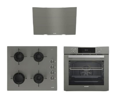 Arçelik AFC340G-OCDT601EG-14YEG Dijital Doğalgazlı Metal Set Üstü Davlumbaz 3'lü Ankastre Set Gri