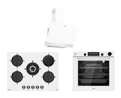 Tommatech TT400TAF6003WSP-TAO7001WG-TDE6003WG Dijital Doğalgazlı Cam Set Üstü Davlumbaz 3'lü Ankastre Set Beyaz