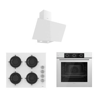 Ferre XE62CB-CS206-D078 Dijital Doğalgazlı Cam Ankastre Fırın Ocak 3'lü Ankastre Set Beyaz