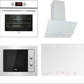 Teka HAK629-IZC64630-TVT60.1-MB620 Dijital Elektrikli Cam Set Üstü Davlumbaz 4'lü Ankastre Set Beyaz