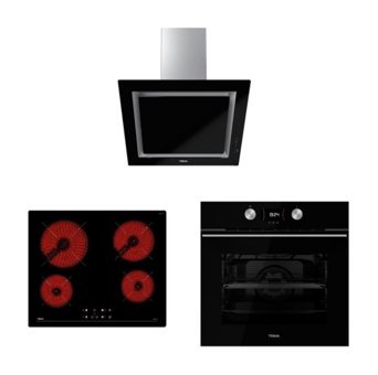 Teka DLV68660BKTOS-TB641-HLB8400BK Dijital Elektrikli Cam Set Üstü Davlumbaz 3'lü Ankastre Set Siyah