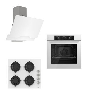 Ferre XE62CB-CS206-D064 Dijital Doğalgazlı Cam Set Üstü Davlumbaz 3'lü Ankastre Set Gri