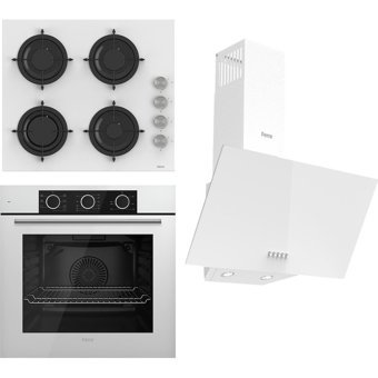 Ferre XE62CB-CS206-D087 Doğalgazlı Cam Set Üstü Davlumbaz 3'lü Ankastre Set Gri