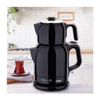 Korkmaz A331-09 Çaytema Deluxe Çelik Demlikli 1600 W Çelik Rose Gold - Siyah Vintage Çay Makinesi