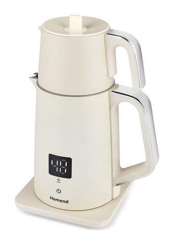 Homend Royalteaa Cooltouch 1797H Konuşan Çelik Demlikli 1800 W Işıklı Çelik Krem Vintage Çay Makinesi