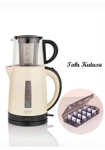 Schafer Optimal Cam Demlikli 1800 W Çelik Krem Vintage Çay Makinesi