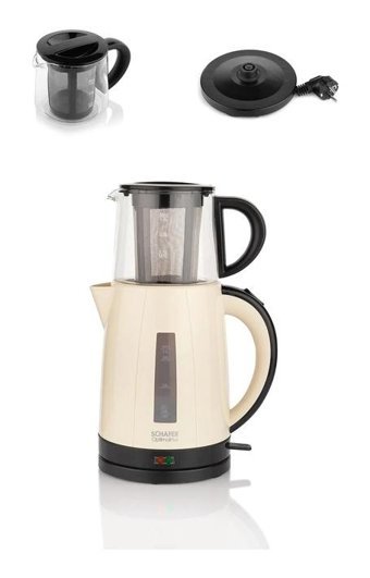 Schafer Optimal Cam Demlikli 1800 W Çelik Krem Vintage Çay Makinesi