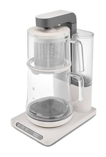 Homend Smart Royaltea Plus Konuşan Otomatik Cam Demlikli 2000 W Işıklı Çelik Krem Vintage Çay Makinesi