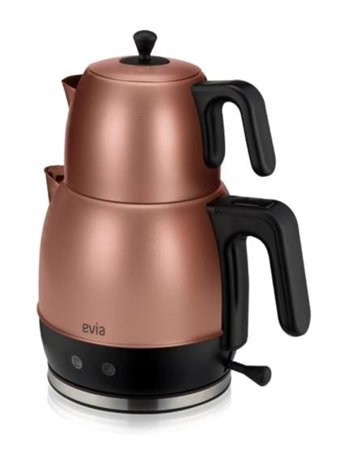 Evia Ladem Çelik Demlikli 2200 W Çelik Kırmızı Vintage Çay Makinesi