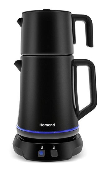 Homend Royaltea Elegant 1775H Konuşan Otomatik Çelik Demlikli 1800 W Çelik Siyah Vintage Çay Makinesi