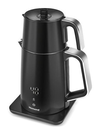 Homend Royaltea Cooltouch 1798H Konuşan Çelik Demlikli 1800 W Çelik Siyah Vintage Çay Makinesi