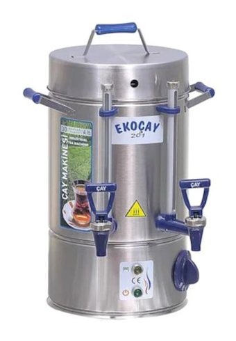 Ekoçay Metal Demlikli 3000 W Işıklı Metal İnox Vintage Çay Makinesi