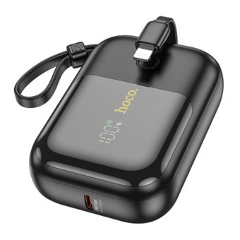 Hoco Q20 Fountain 10000 mAh Hızlı Şarjlı Dijital Göstergeli USB Kablolu Powerbank Siyah