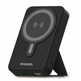 Philips DLP9859 10000 mAh Hızlı Şarjlı Mıknatıslı Type C - USB Çoklu Bağlantılı Kablosuz Powerbank Siyah