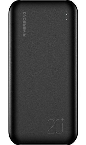 Riversong Vision 20Se Pro 20000 mAh Hızlı Şarjlı Işıklı Dijital Göstergeli USB Çoklu Bağlantılı Kablolu Powerbank Siyah