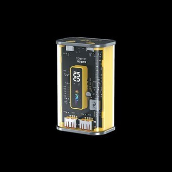 Linktech C122 10000 mAh Hızlı Şarjlı Işıklı Dijital Göstergeli USB Çoklu Bağlantılı Kablolu Powerbank Sarı