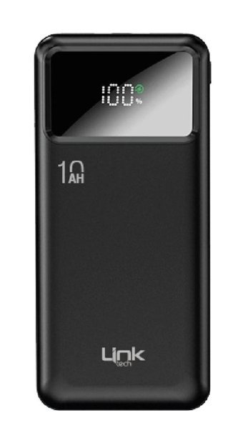 Linktech Ld10 10000 mAh Işıklı Dijital Göstergeli USB Çoklu Bağlantılı Kablolu Powerbank Siyah
