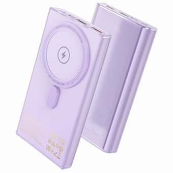 Hoco Q22 10000 mAh Hızlı Şarjlı Mıknatıslı Magsafe Kablosuz Powerbank Mor