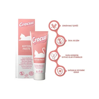 Crocus Kitten Malt Multivitamin Gelişim Destekleyici Yavru Kedi Vitamini Macun 100 gr