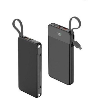 Logimax 10000 mAh Dijital Göstergeli Type C Kablolu Powerbank Siyah