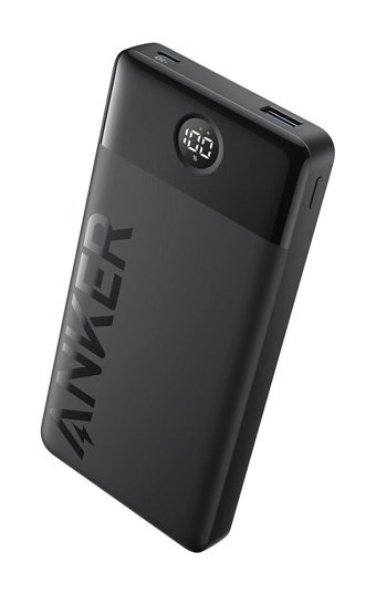 Anker A1237 10000 mAh Hızlı Şarjlı Dijital Göstergeli Type C - USB Çoklu Bağlantılı Kablolu Powerbank Siyah