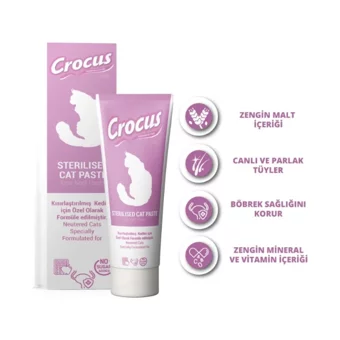Crocus Sterilised Multivitamin Bağışıklık Güçlendirici Yetişkin Kedi Vitamini Macun 100 gr