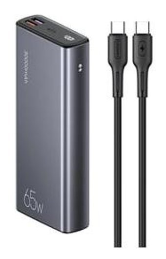 Usams US-CD165 30000 mAh Hızlı Şarjlı Dijital Göstergeli Type C - USB Çoklu Bağlantılı Kablolu Powerbank Gri