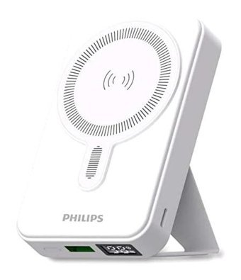 Philips DLP9859 10000 mAh Hızlı Şarjlı Mıknatıslı Işıklı Dijital Göstergeli Type C - USB Kablosuz Powerbank Beyaz
