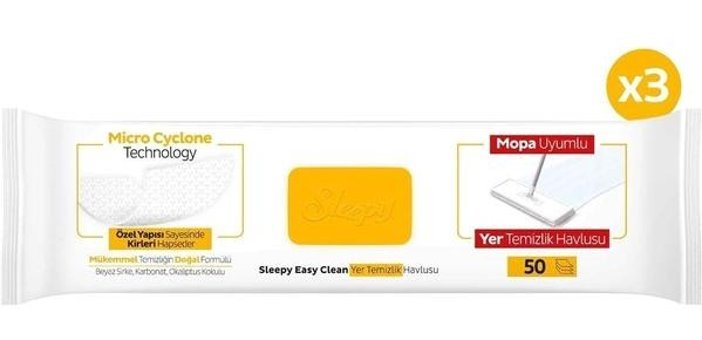 Sleepy Easy Clean Arap Sabunu Katkılı 50 Yaprak 3'lü Paket Islak Mendil