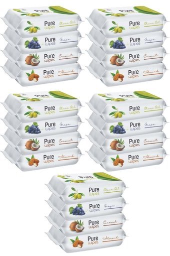 Pure Baby Wipes 50 Yaprak 20'li Paket Islak Mendil
