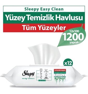 Sleepy Easy Clean Beyaz Sabun Katkılı 100 Yaprak 12'li Paket Islak Mendil